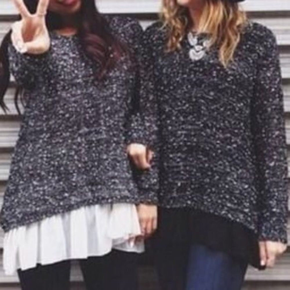 LF Open Knit Ruffled Sweater
